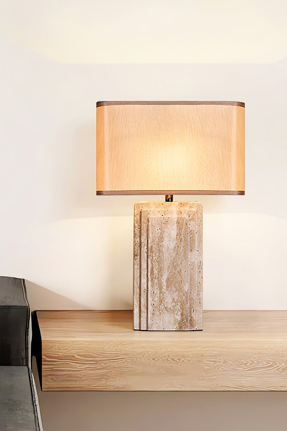 Natural Travertine Table Lamp