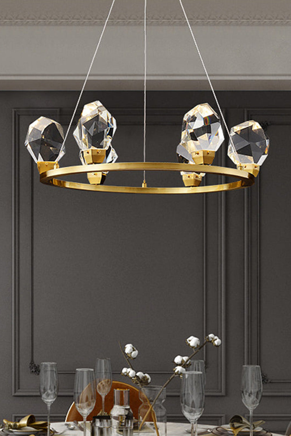 Brass Nicole Crystal Crown De Chandelier