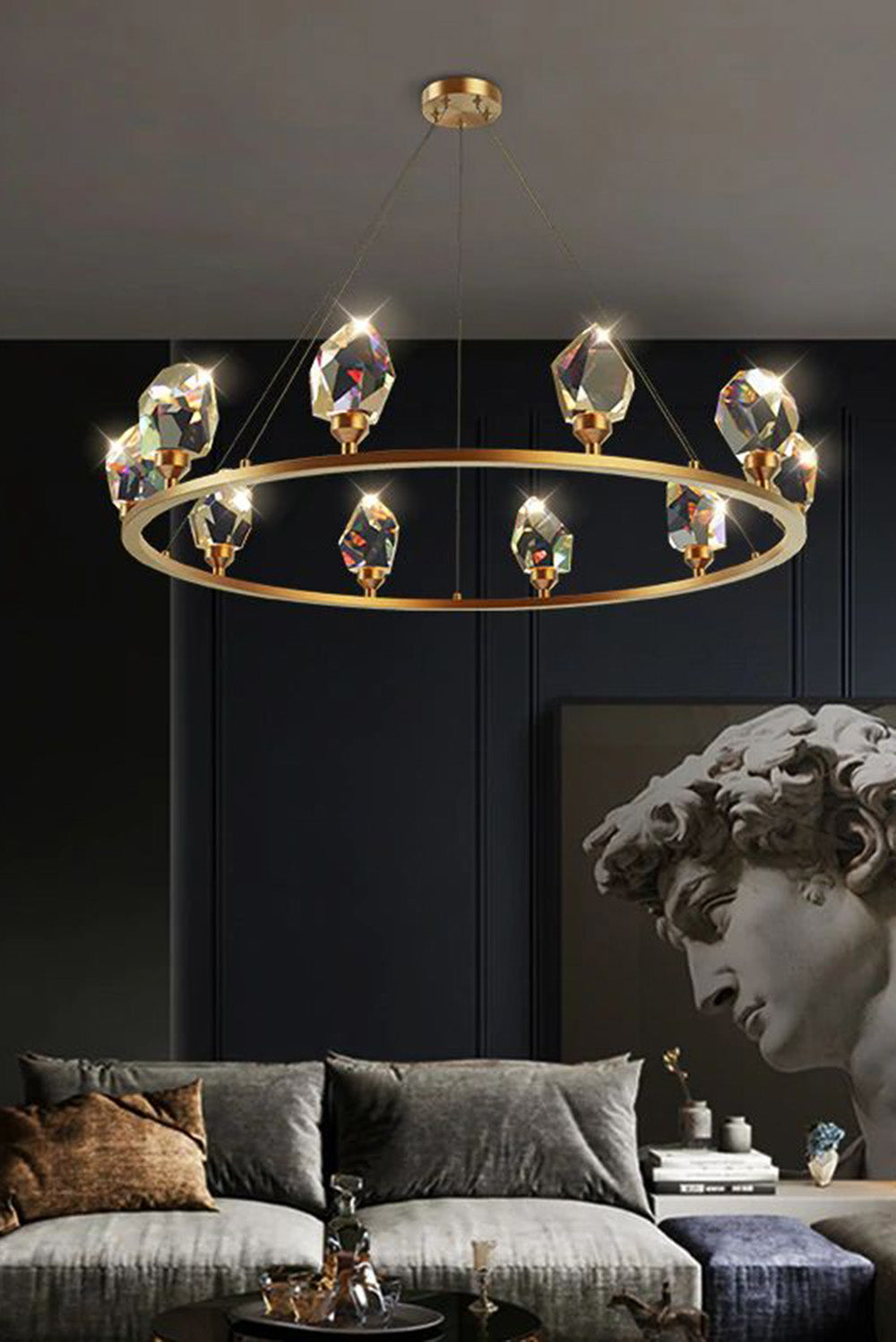 Brass Nicole Crystal Crown De Chandelier