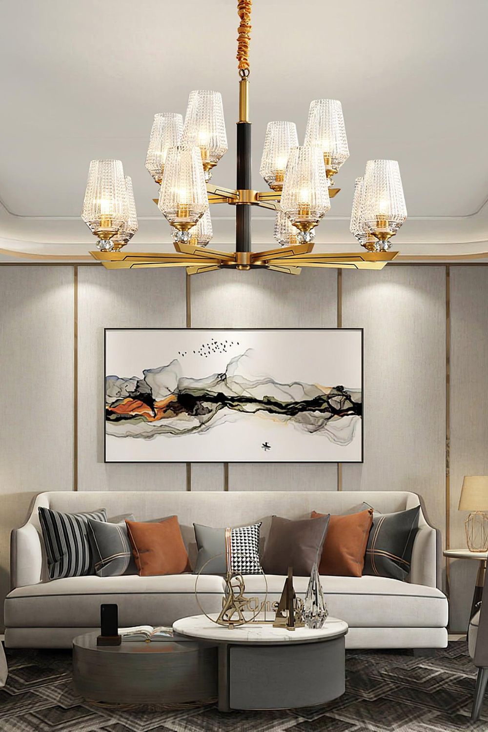 Orrefors Brass Chandelier - SamuLighting