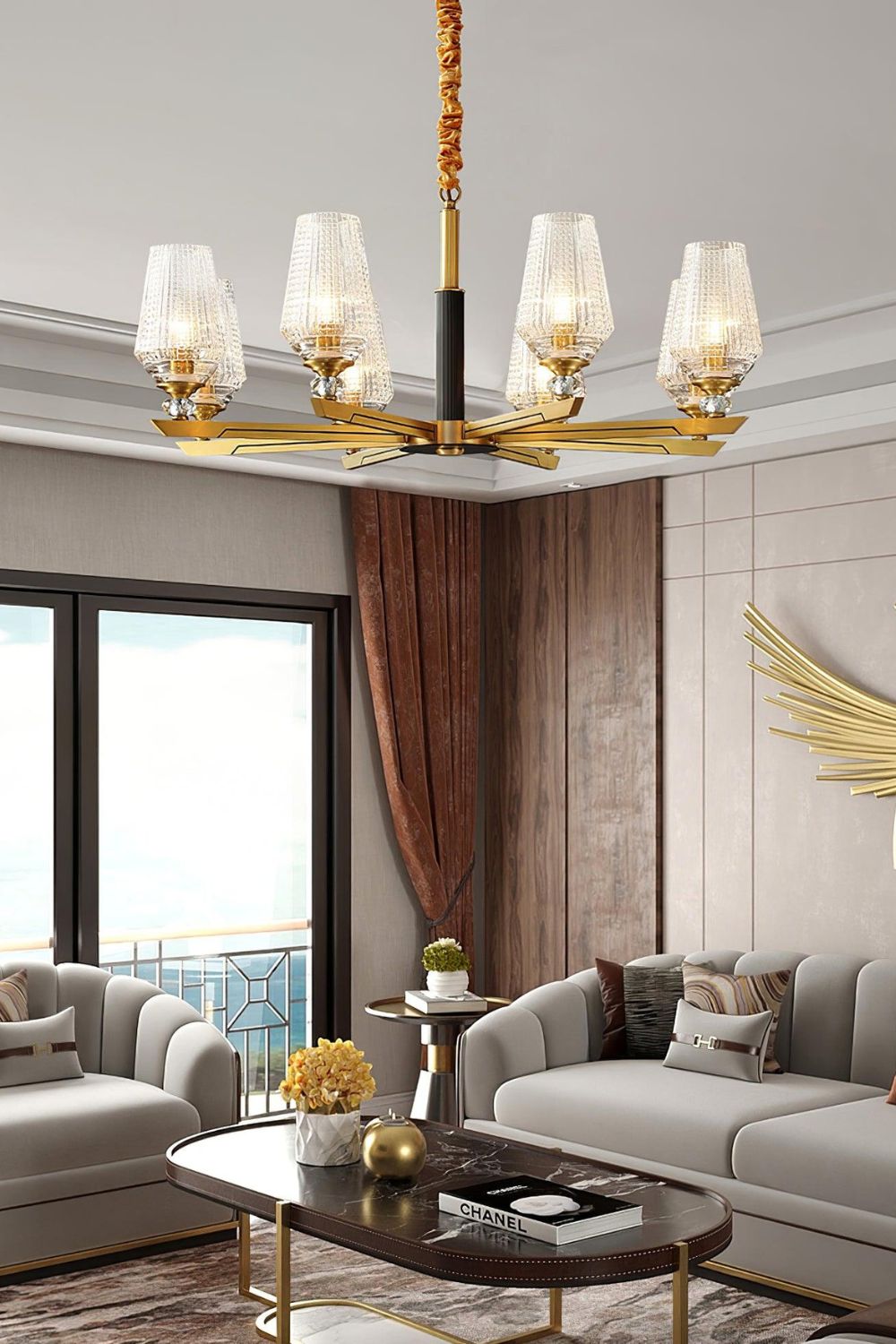 Orrefors Brass Chandelier - SamuLighting