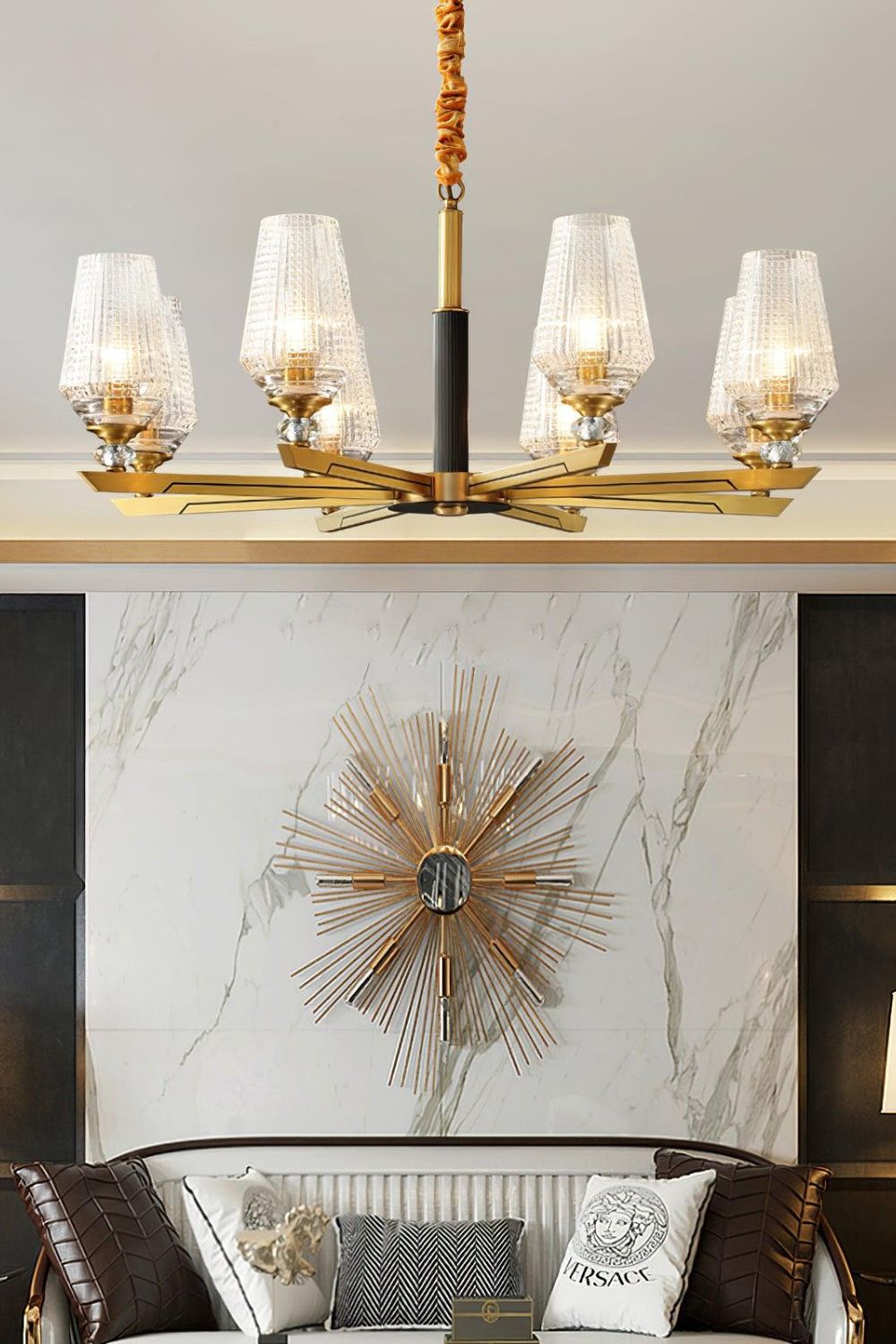 Orrefors Brass Chandelier - SamuLighting