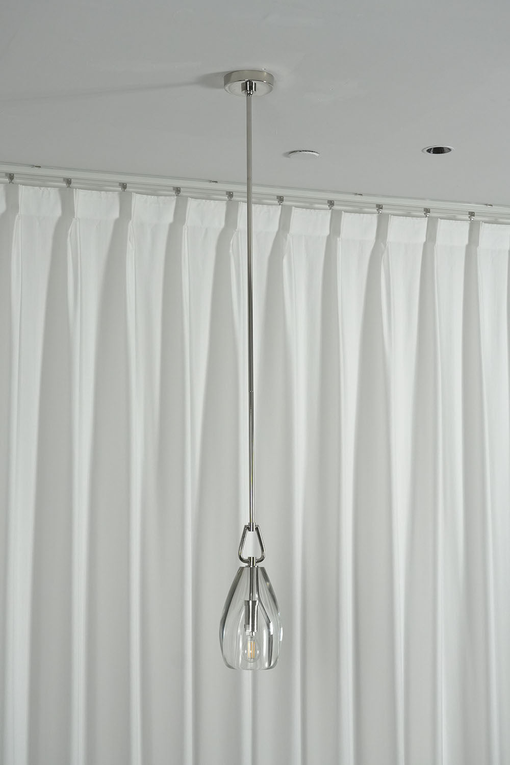 Faucenne Pierced Shade Crystal Spear Wall Lamp | Cut Crystal and Brass | Flat display shot of the clear crystal spear and rods on black backdrop | Samu Lamp