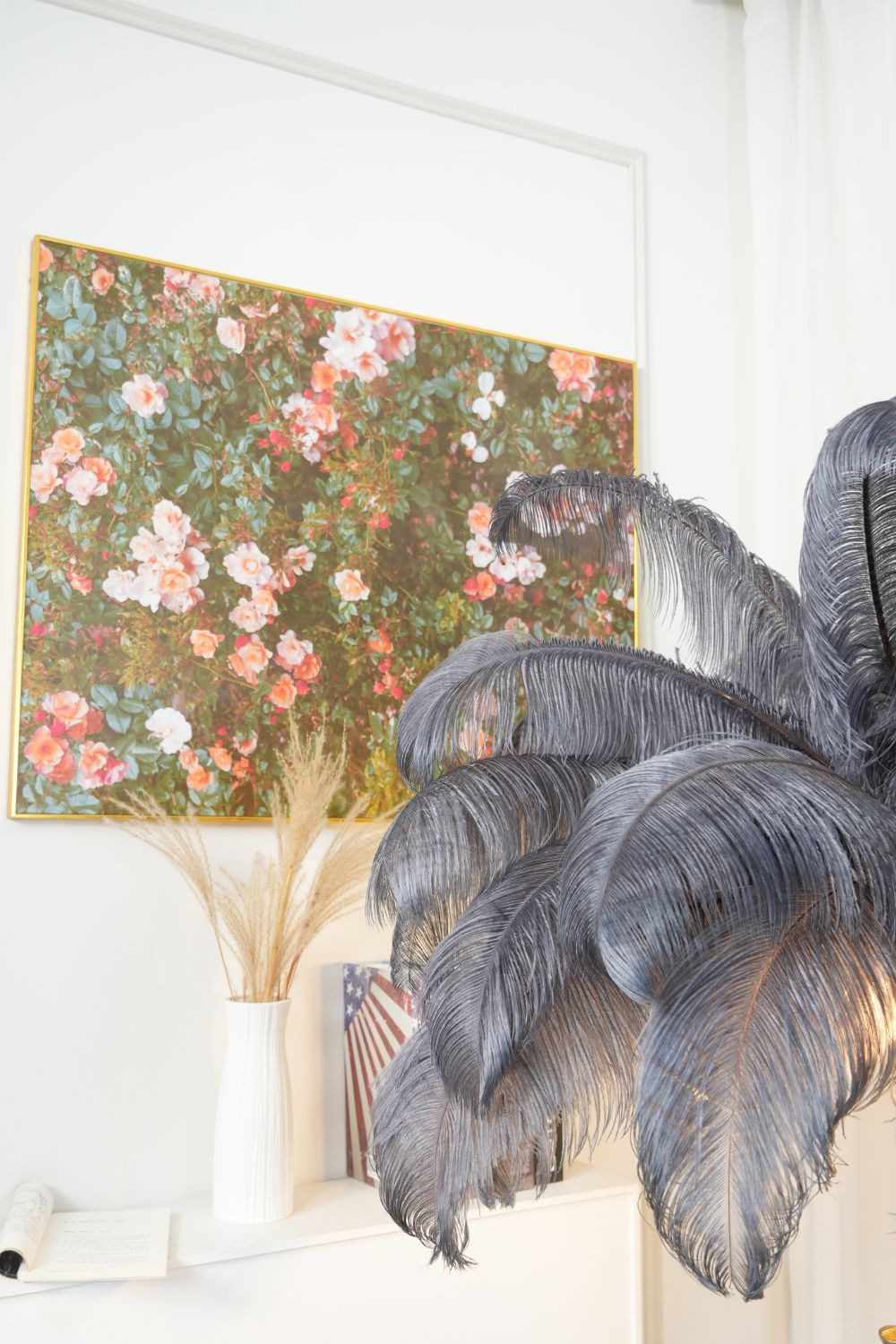 Brass Ostrich Feather Floor Lamp