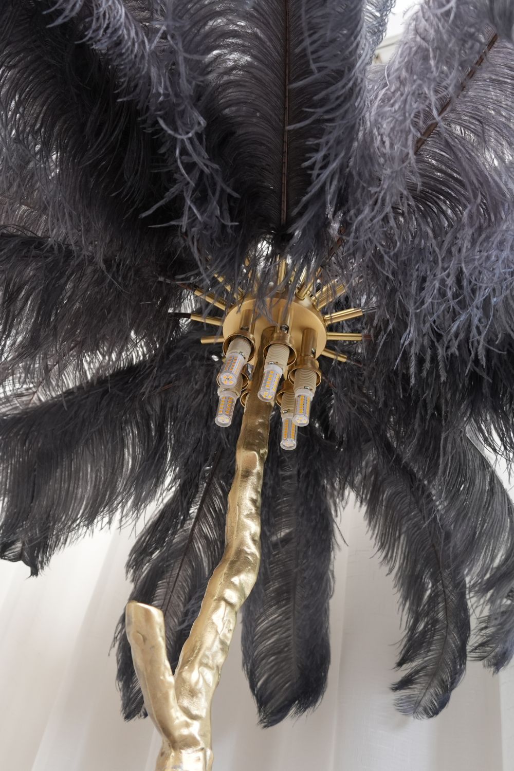 Brass Ostrich Feather Floor Lamp