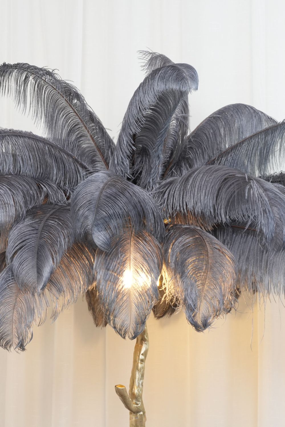 Brass Ostrich Feather Floor Lamp