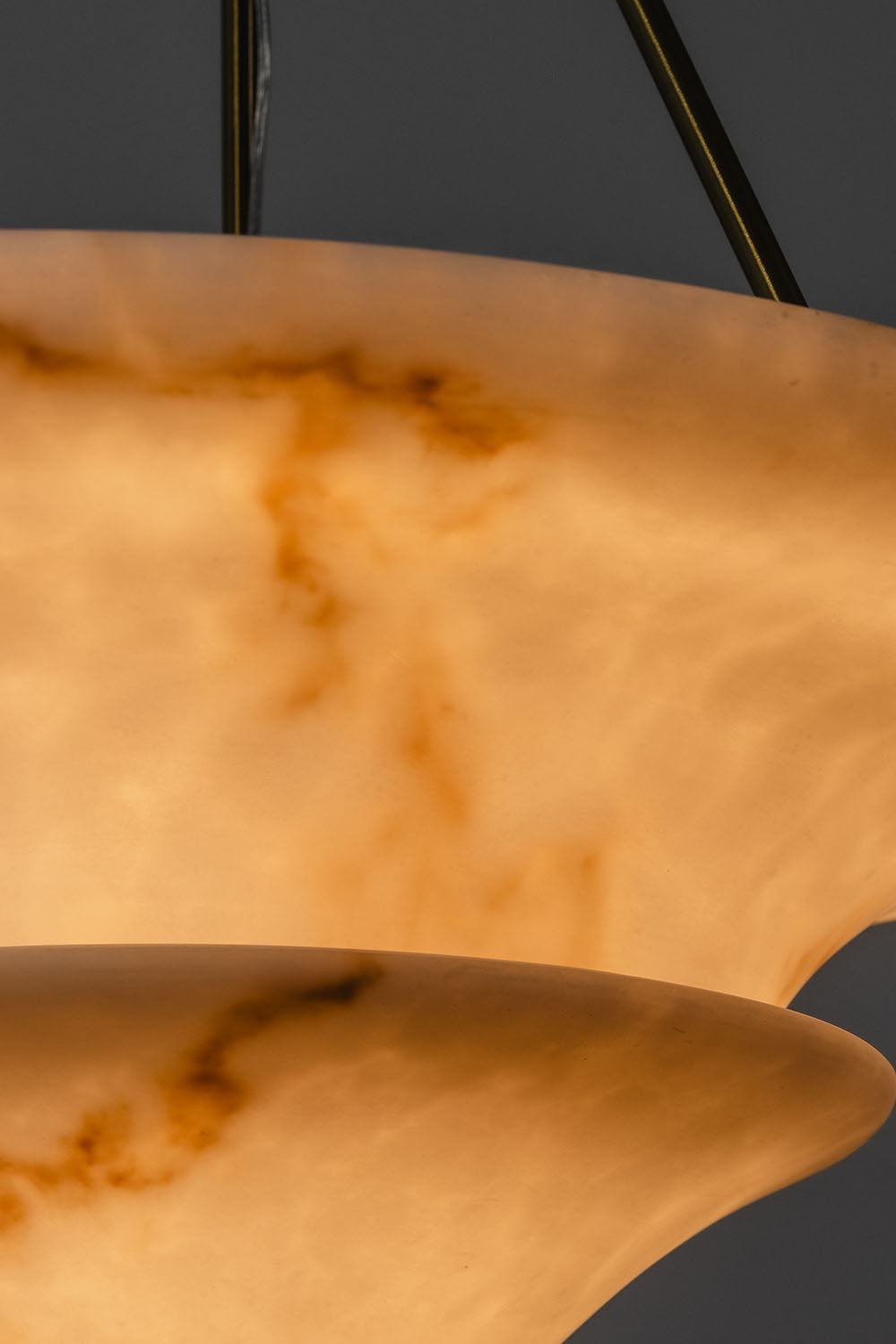 Ottoline Stacked Alabaster Bowl Pendant Light with elegant, warm tones and smooth texture.