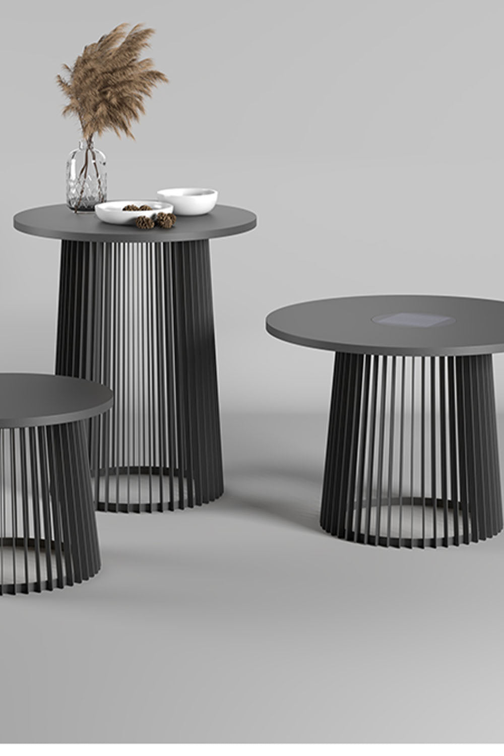 Outdoor Iron Round Table Floor Lamp