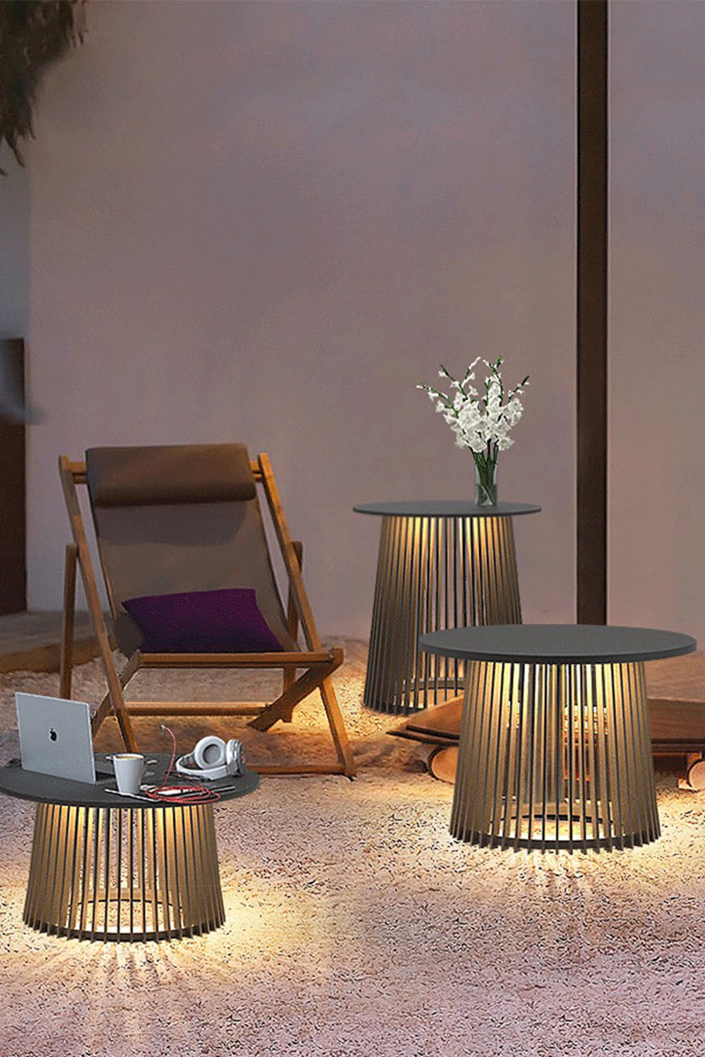 Outdoor Iron Round Table Floor Lamp