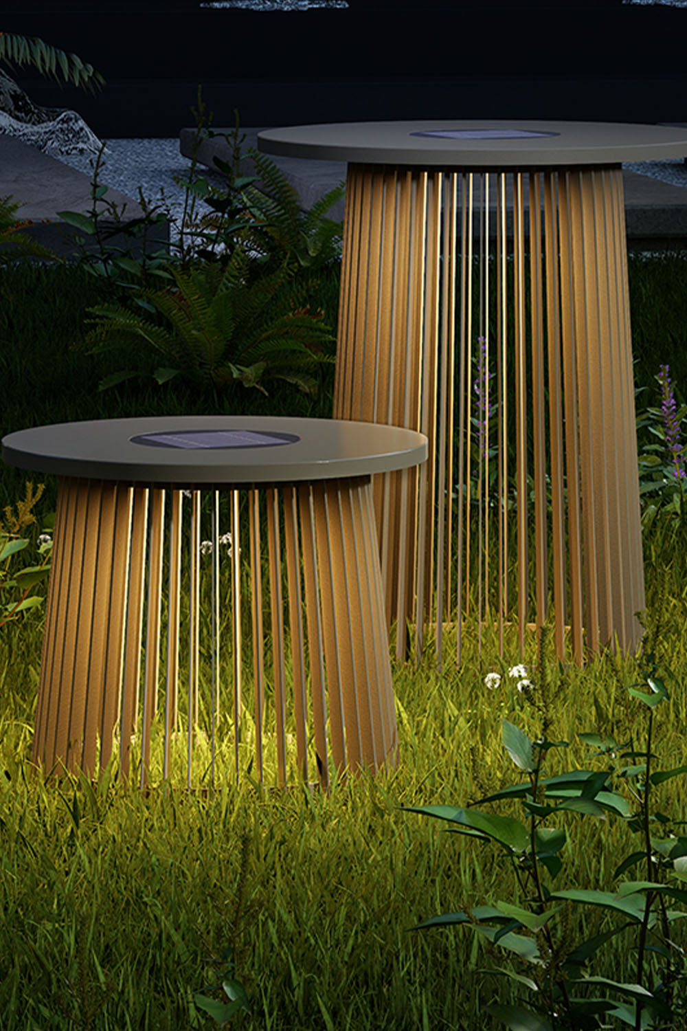 Outdoor Iron Round Table Floor Lamp