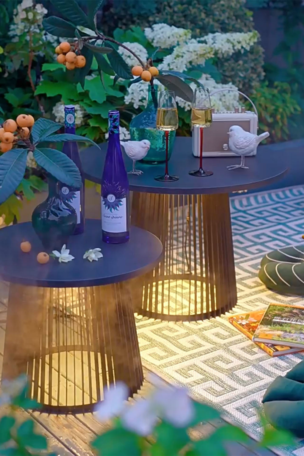Outdoor Iron Round Table Floor Lamp