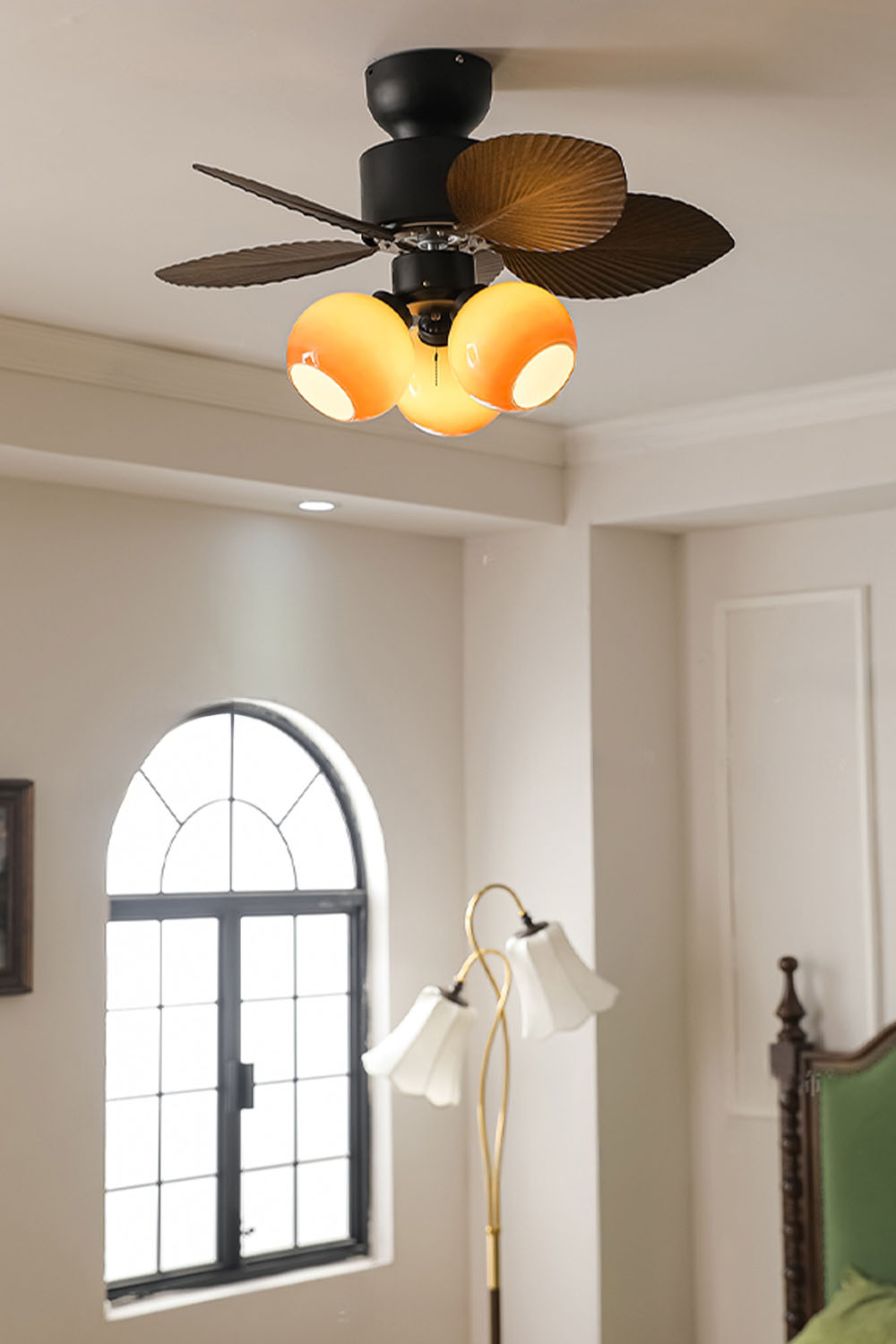 Palm Wood Vintage Fan Chandelier