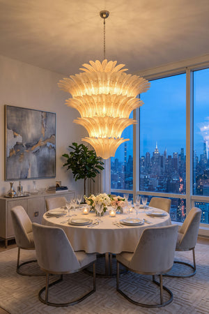 Palmonde Amber Glass Palm Leaf Chandelier