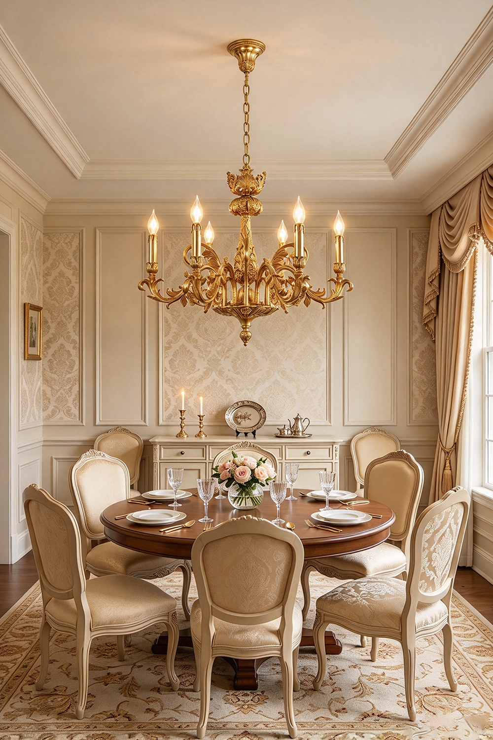 Pamprelle Brass Acanthus Grape Chandelier | Cast Brass | Over a dining table in a classic room | Samu Lamp