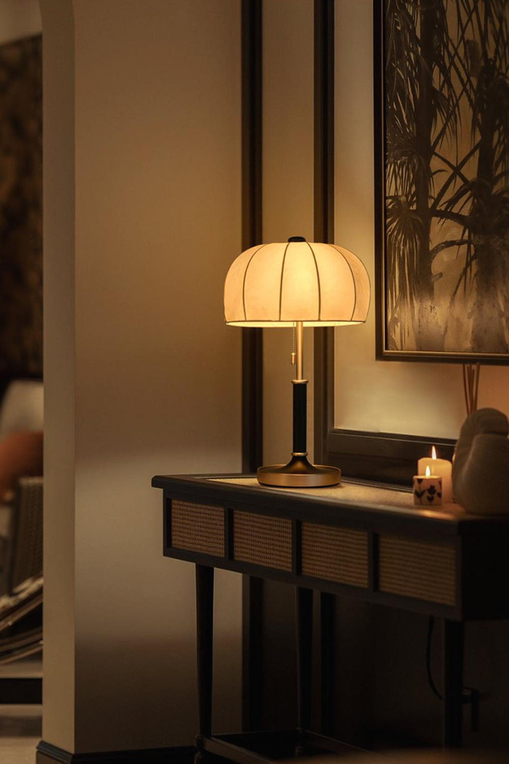 Petal Soft-Shade Pull-Cord Table Lamp