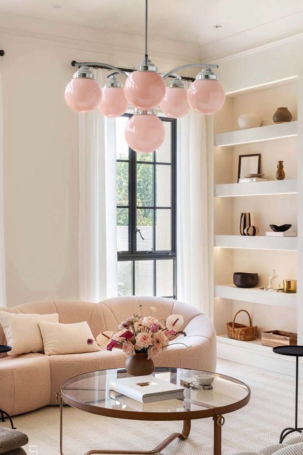 Pink Globe Modern Chandelier