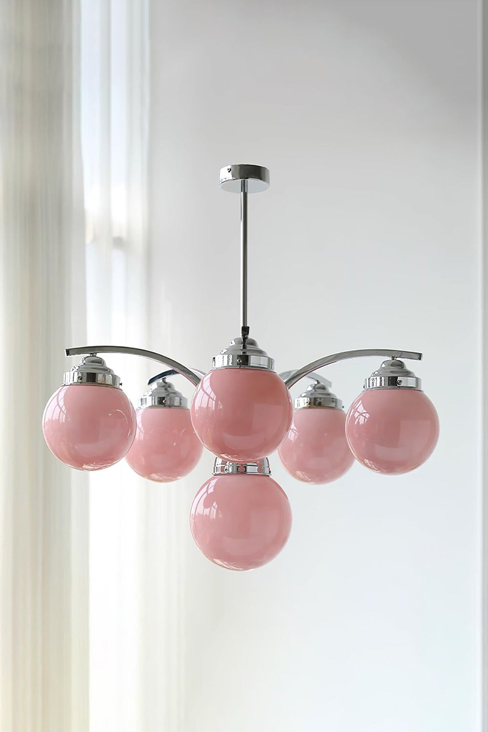 Pink Globe Modern Chandelier