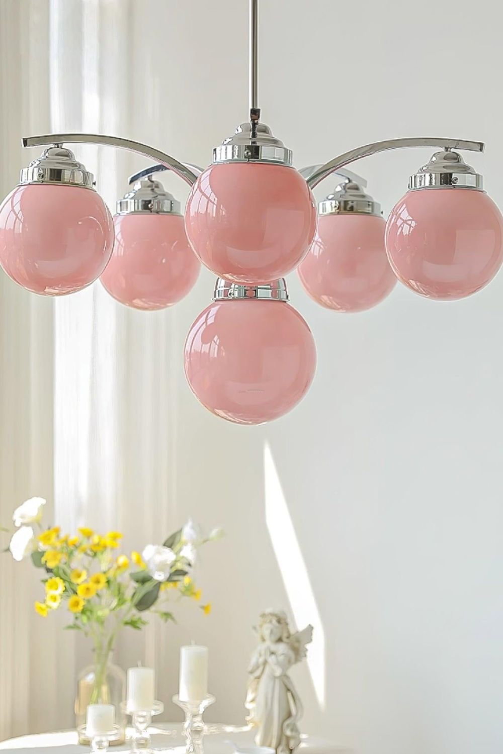 Pink Globe Modern Chandelier