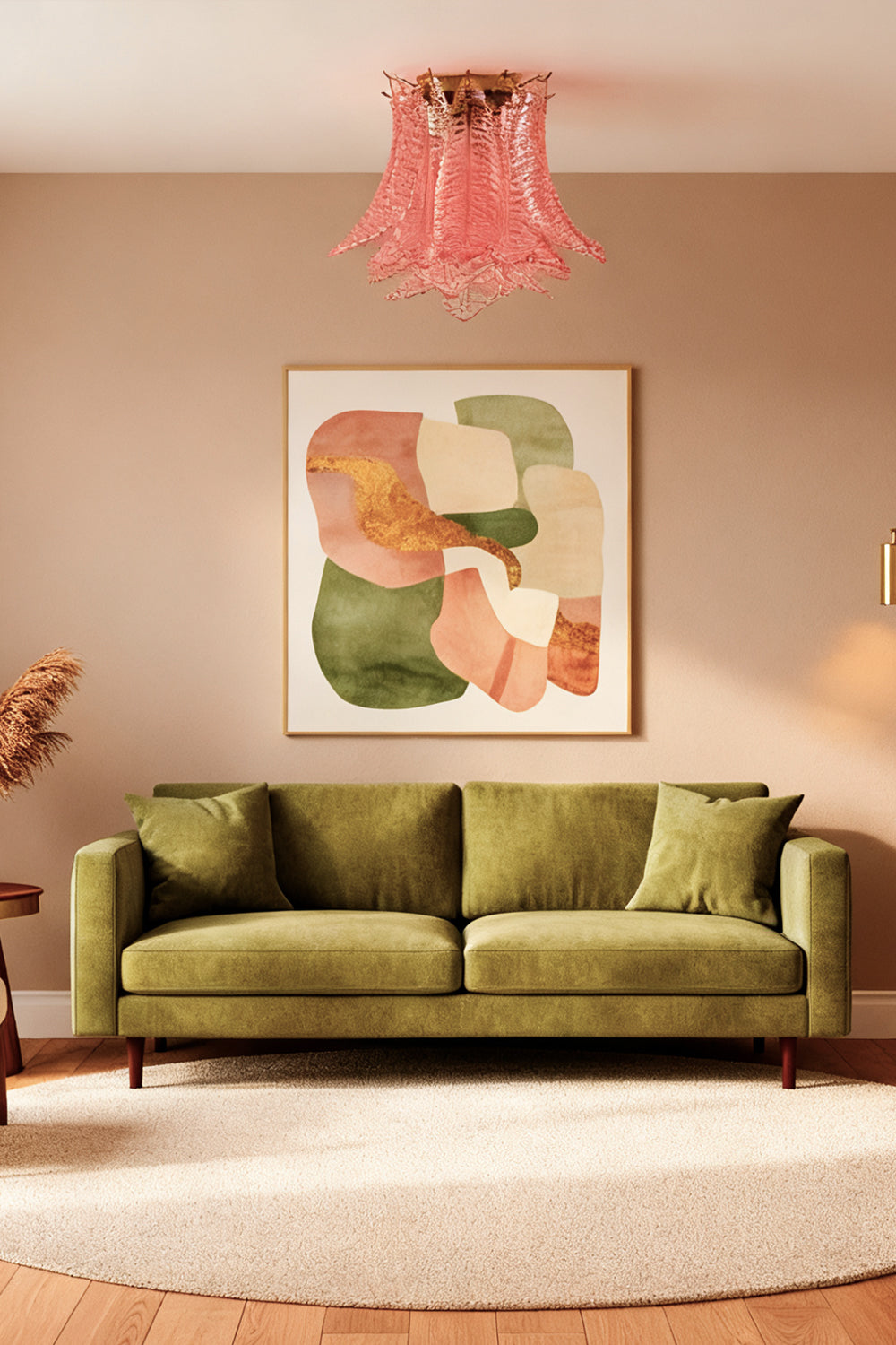 Pink Murano Felci Glass Ceiling Light