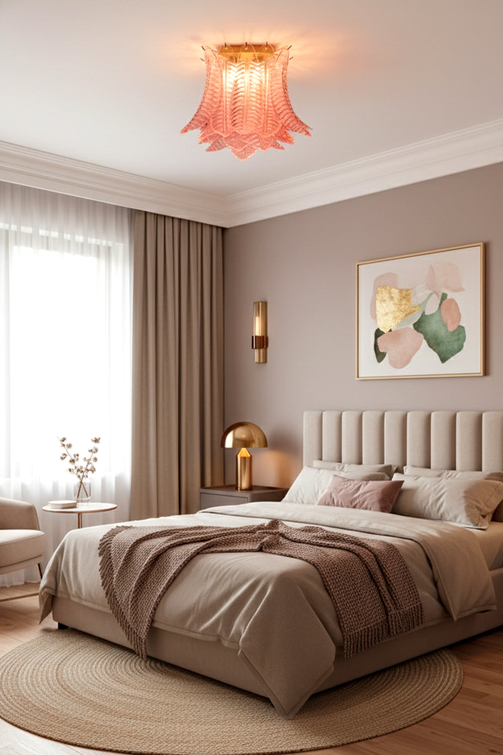 Pink Murano Felci Glass Ceiling Light