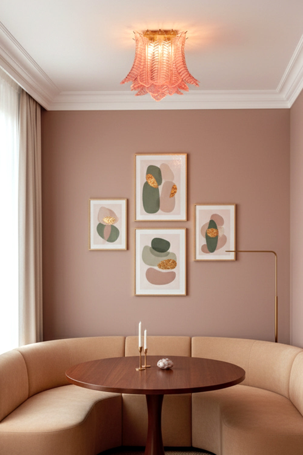 Pink Murano Felci Glass Ceiling Light