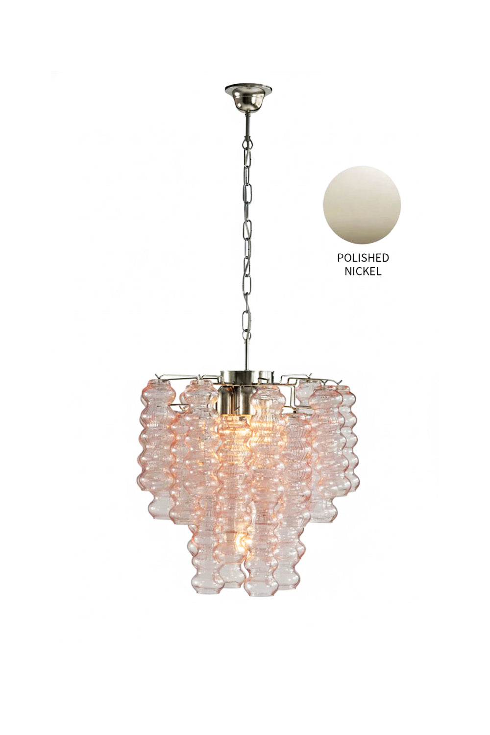 Pink Murano Ripple Glass Tube Chandelier