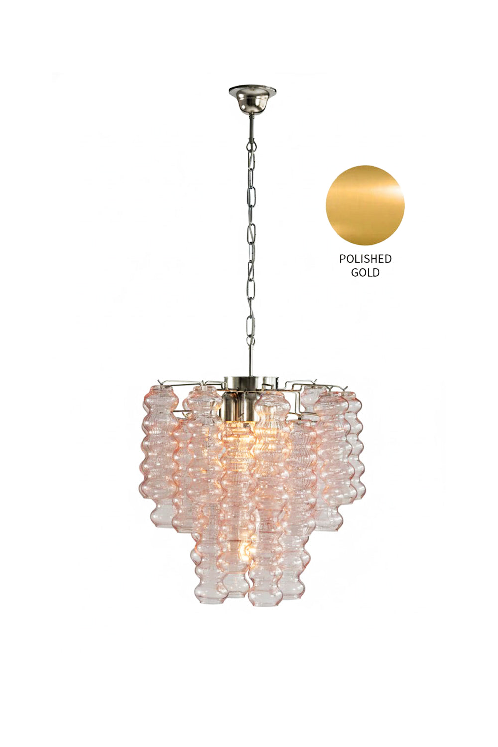 Pink Murano Ripple Glass Tube Chandelier