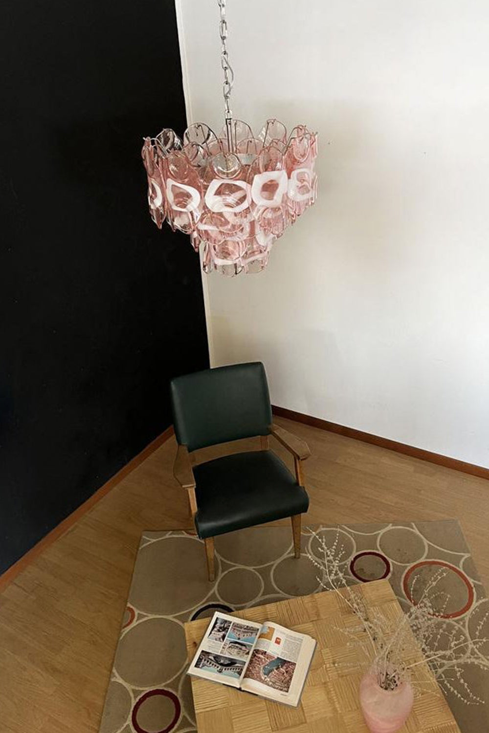 Pink Shell-Shaped Glass Chandelier