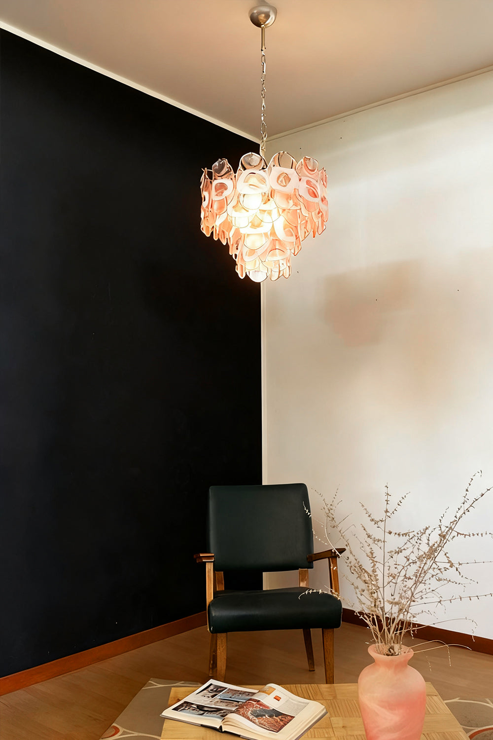 Pink Shell-Shaped Glass Chandelier