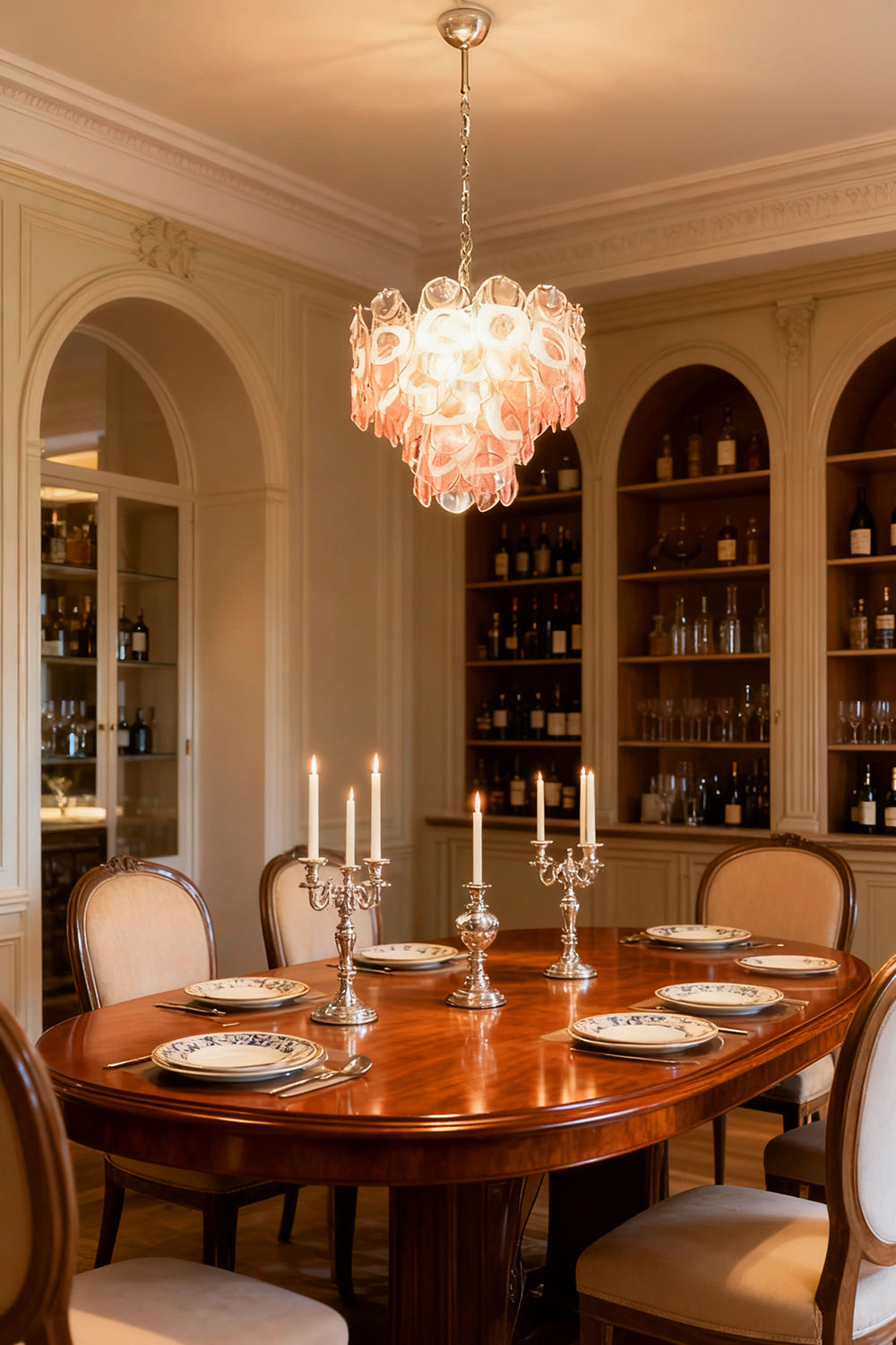 Pink Shell-Shaped Glass Chandelier
