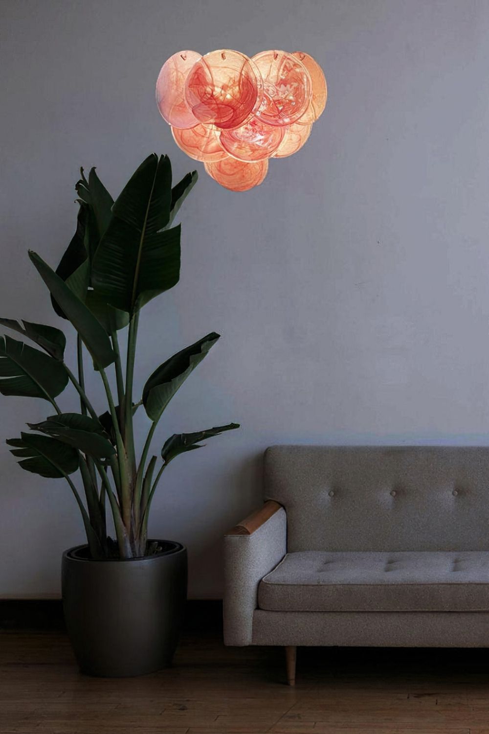 Pink Murano Glass Discs Wall Lamp