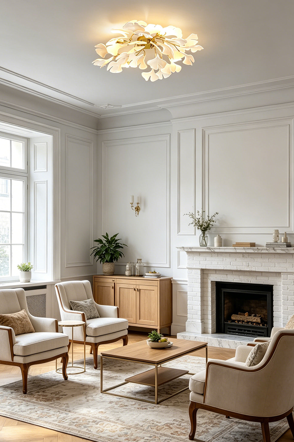 Porcelain Ginkgo Leaf Ceiling Light for Living room | Samu Lamp