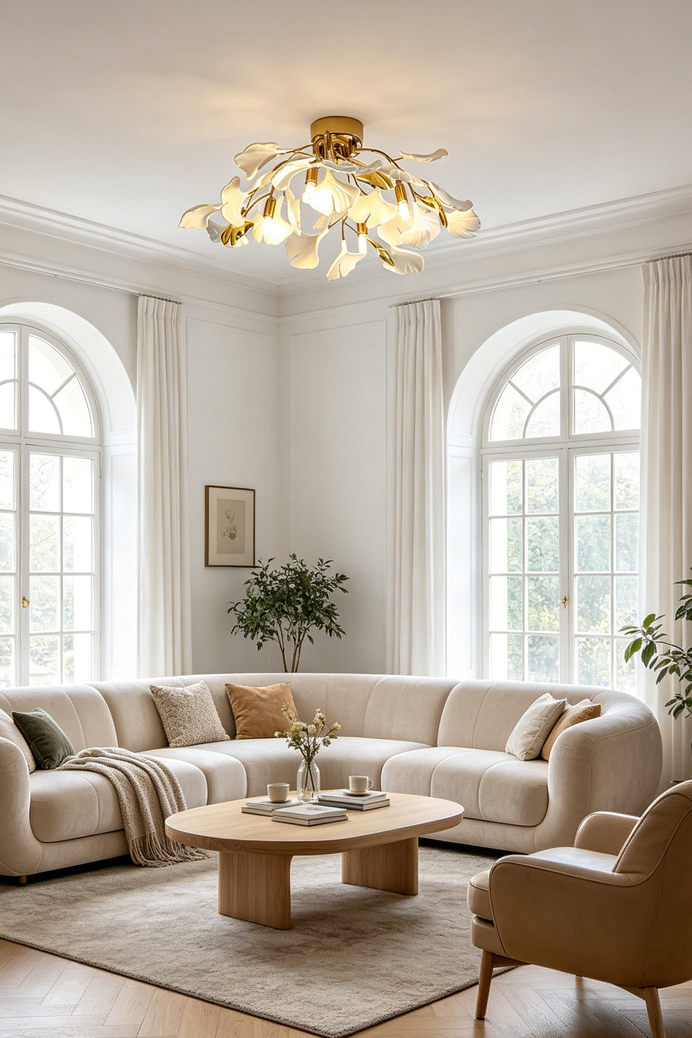 Porcelain Ginkgo Leaf Ceiling Light for Living room | Samu Lamp