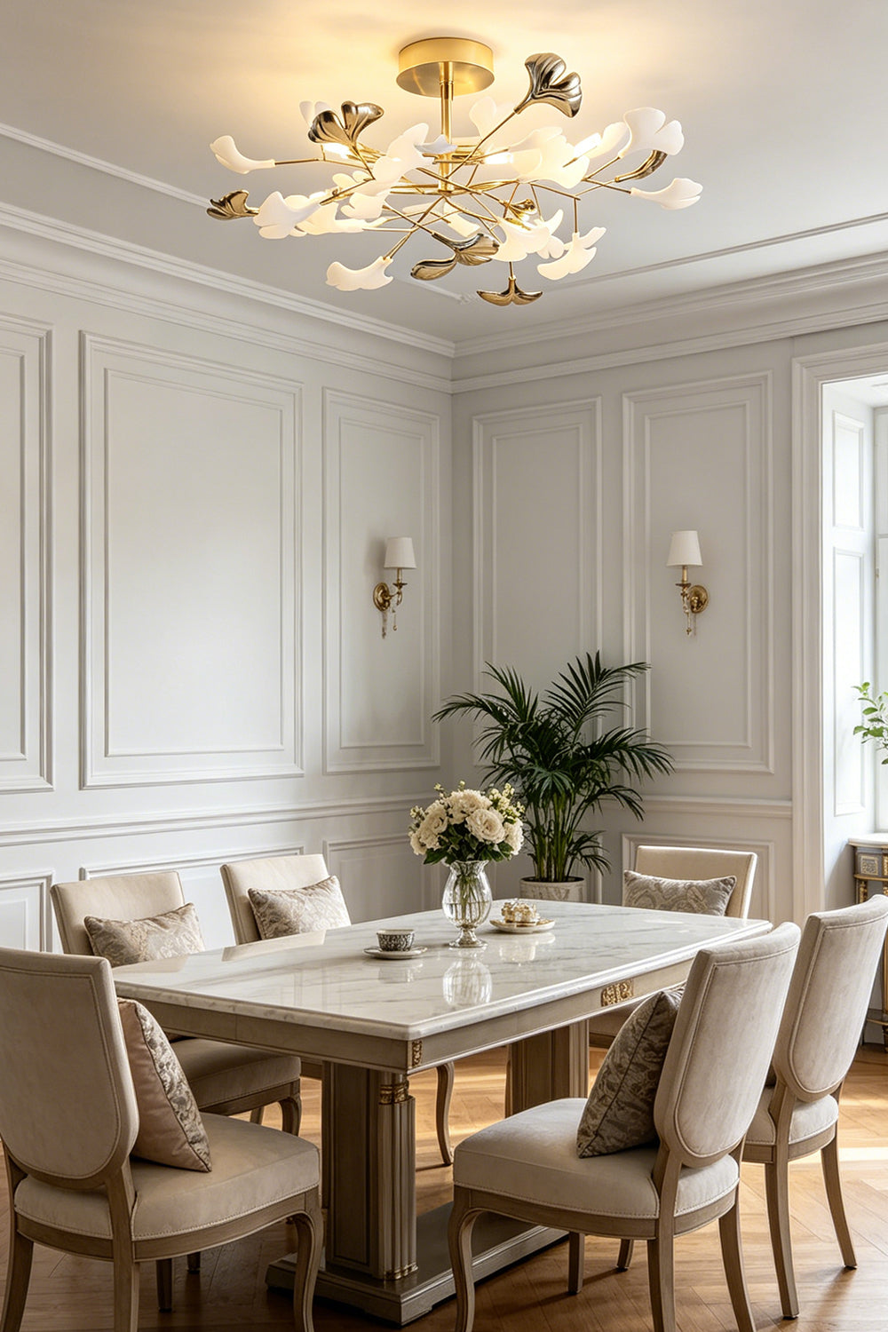 Porcelain Ginkgo Leaf Ceiling Light for Restaurant| Samu Lamp