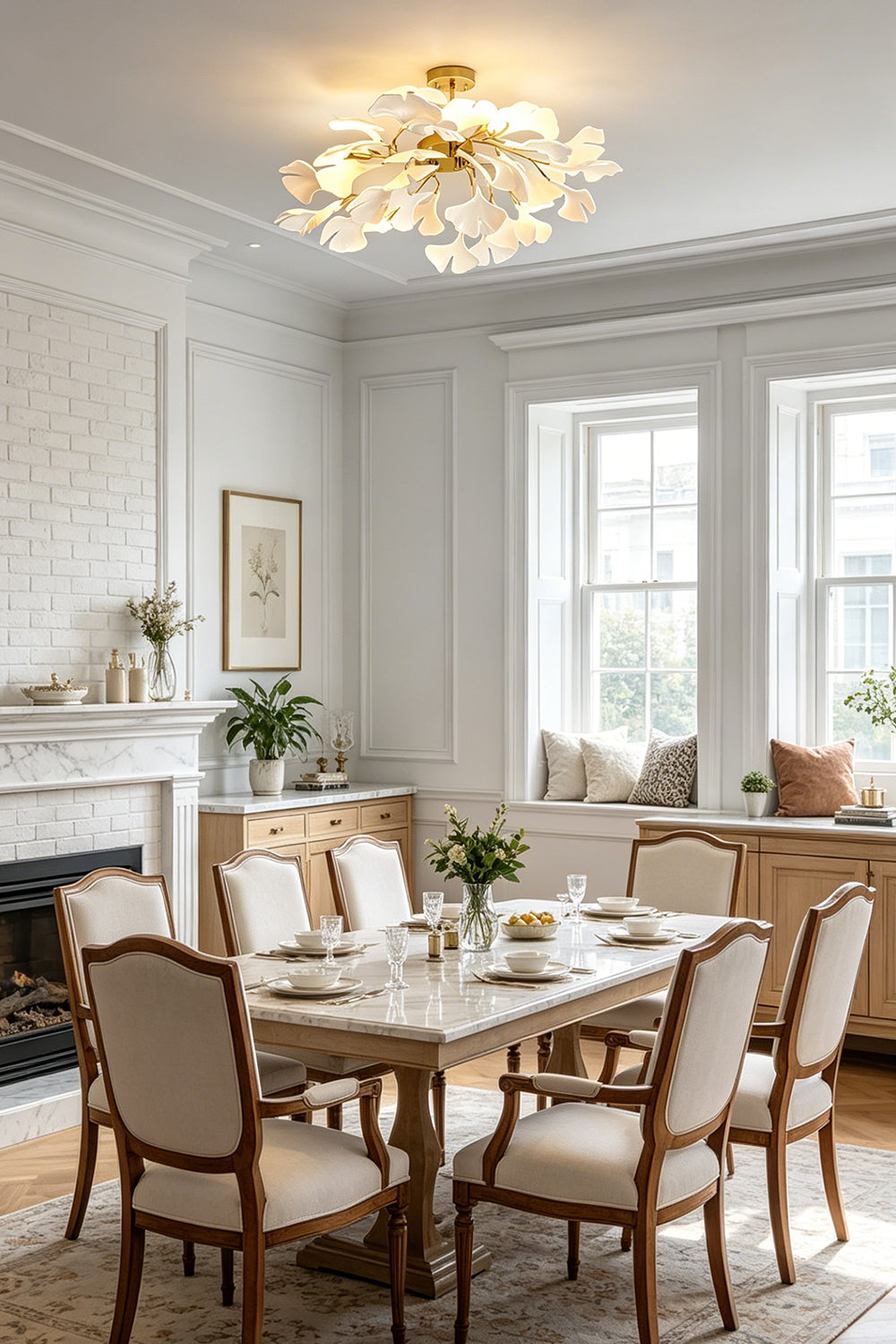 Porcelain Ginkgo Leaf Ceiling Light for Restaurant | Samu Lamp