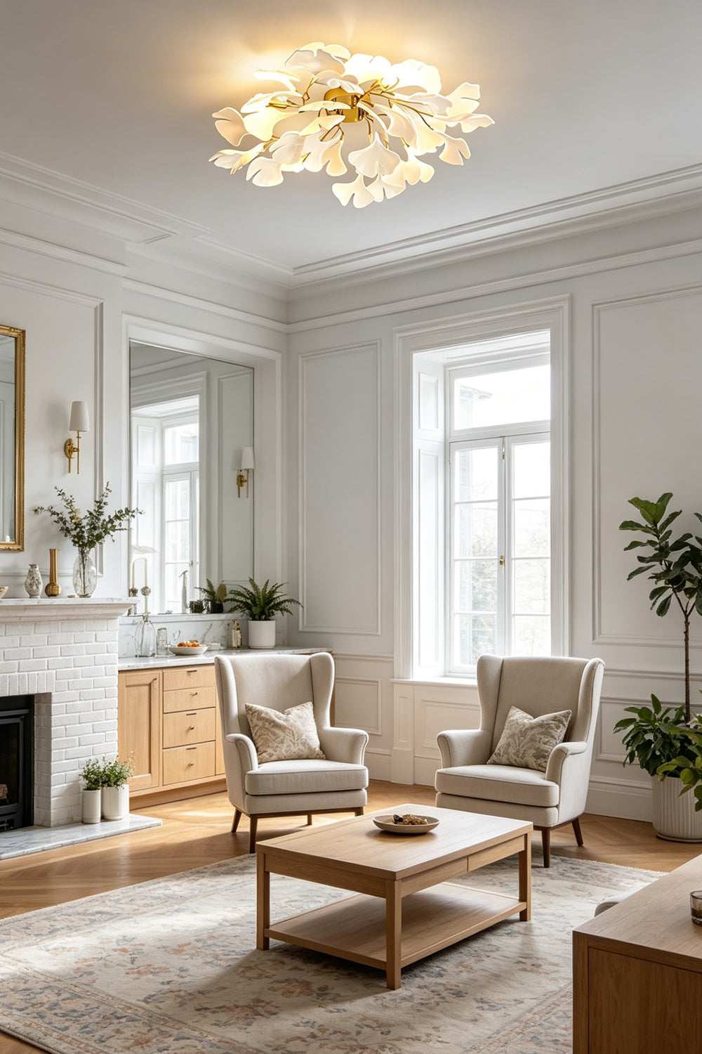 Porcelain Ginkgo Leaf Ceiling Light for Living room | Samu Lamp