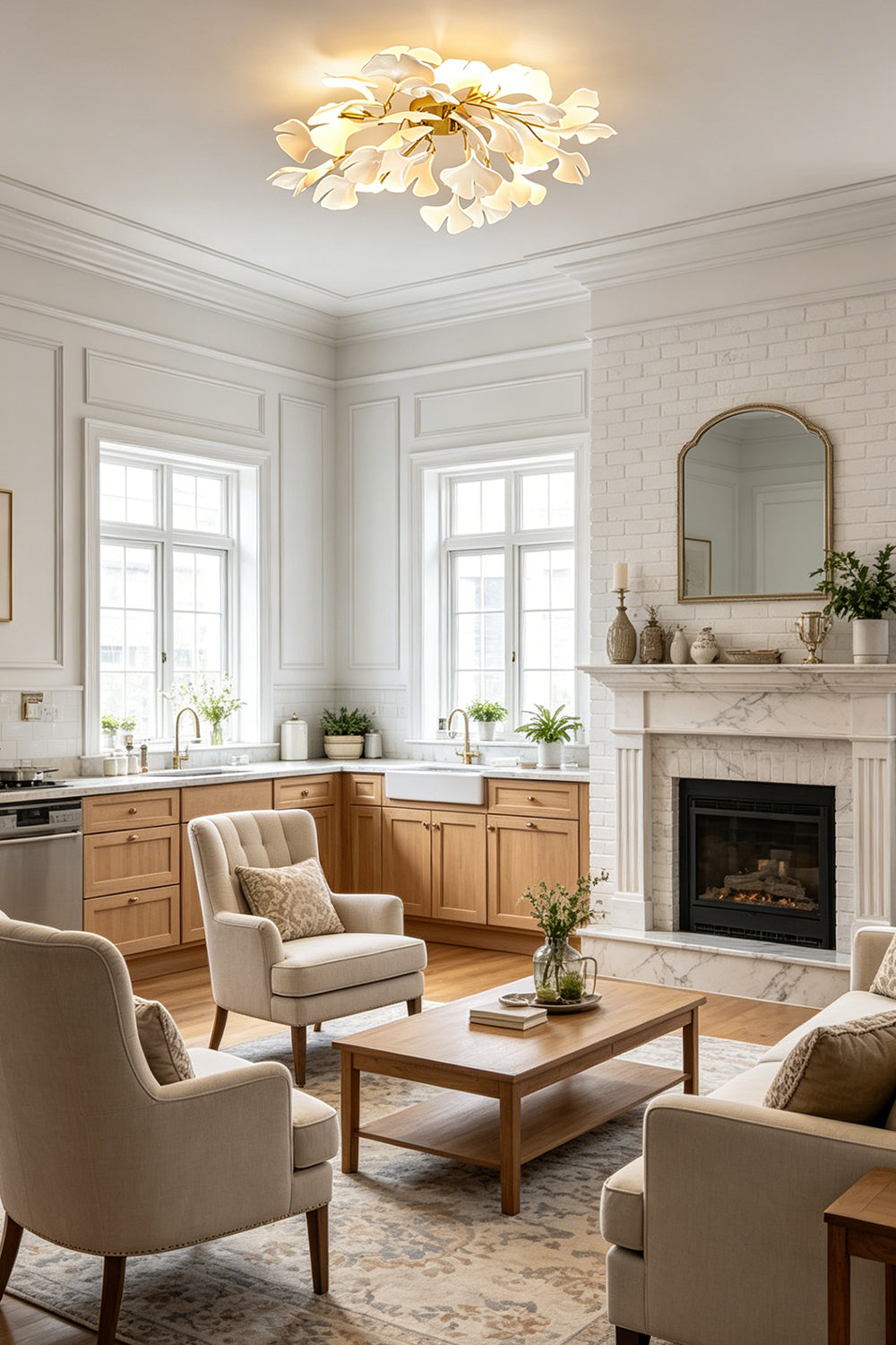 Porcelain Ginkgo Leaf Ceiling Light for Living room | Samu Lamp