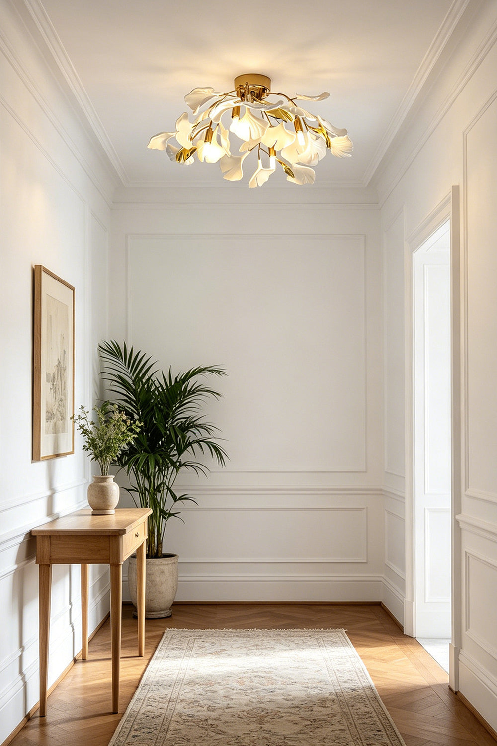 Porcelain Ginkgo Leaf Ceiling Light for Hallway | Samu Lamp