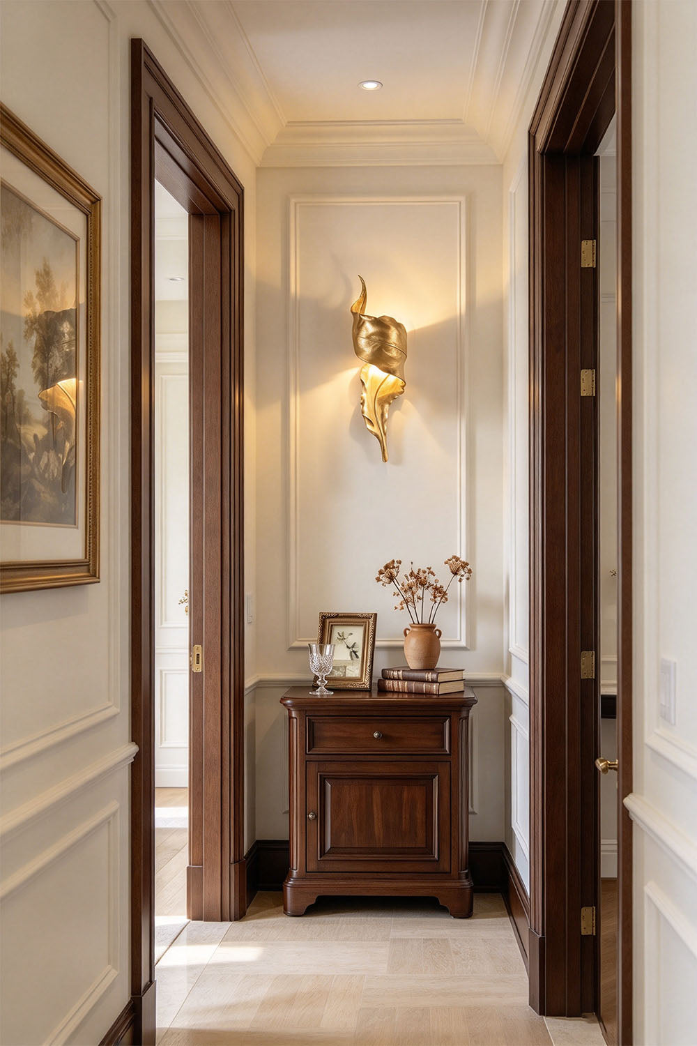Quintelle Brass Curled Leaf Wall Lamp