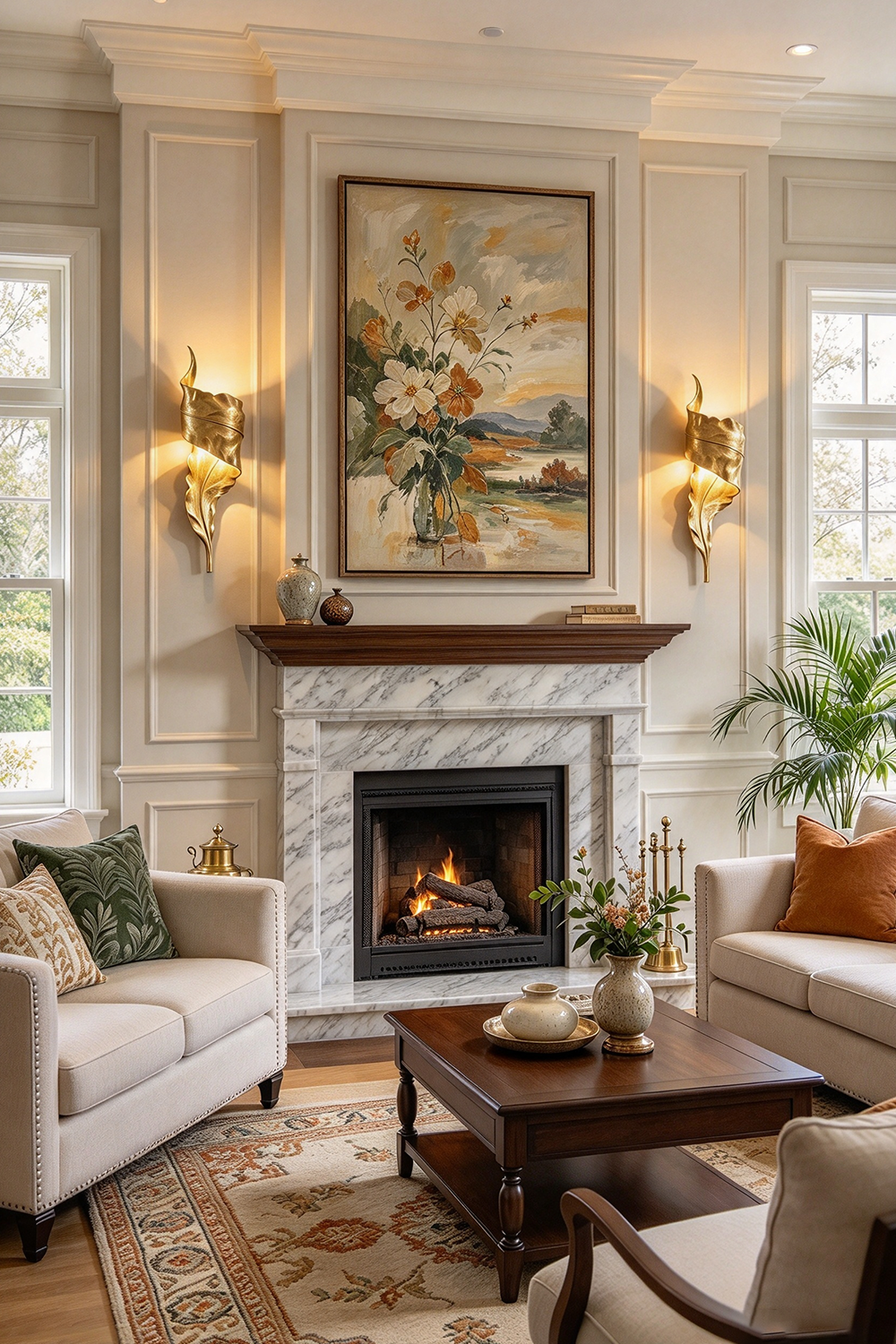 Quintelle Brass Curled Leaf Wall Lamp