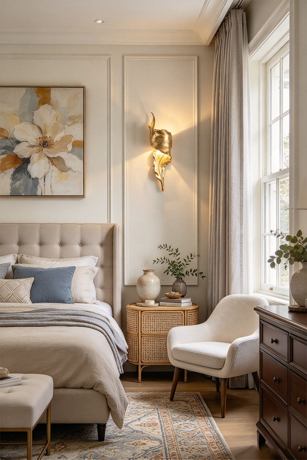 Quintelle Brass Curled Leaf Wall Lamp