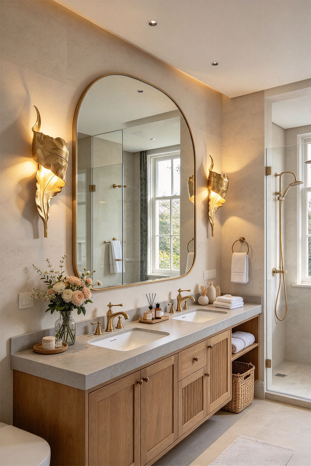 Quintelle Brass Curled Leaf Wall Lamp