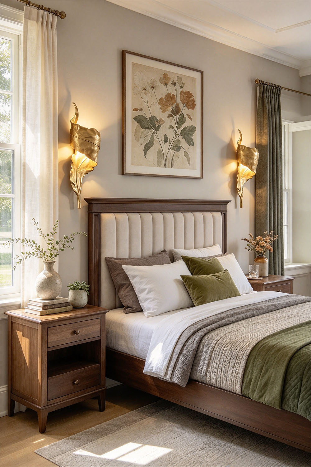 Quintelle Brass Curled Leaf Wall Lamp
