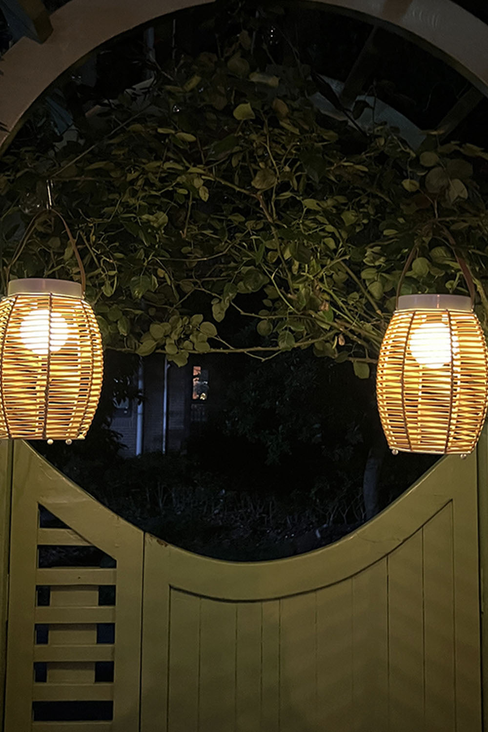 Rattan Lantern Rechargeable Solar Outdoor Table Lamp