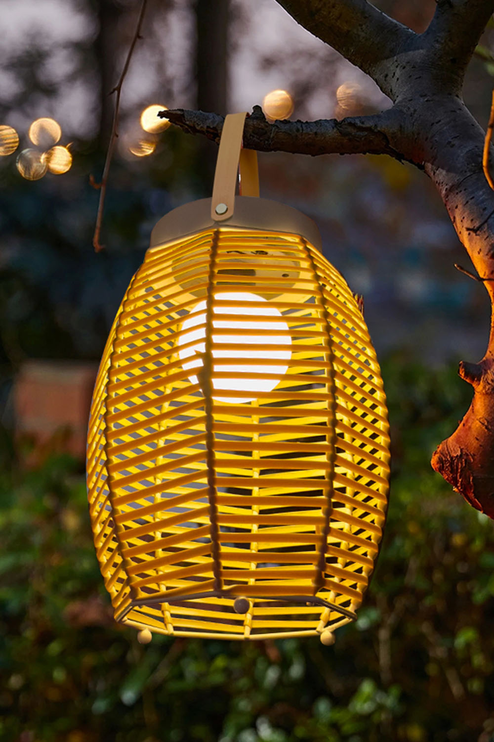 Rattan Lantern Rechargeable Solar Outdoor Table Lamp