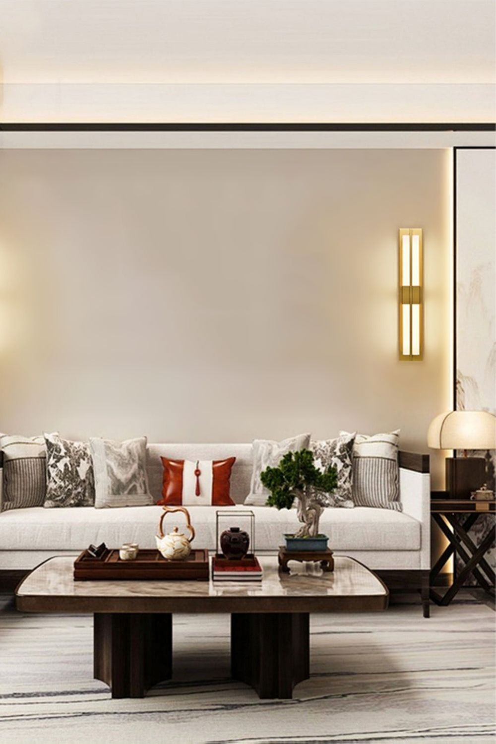 Rectangular Alabaster Brass Wall Lamp