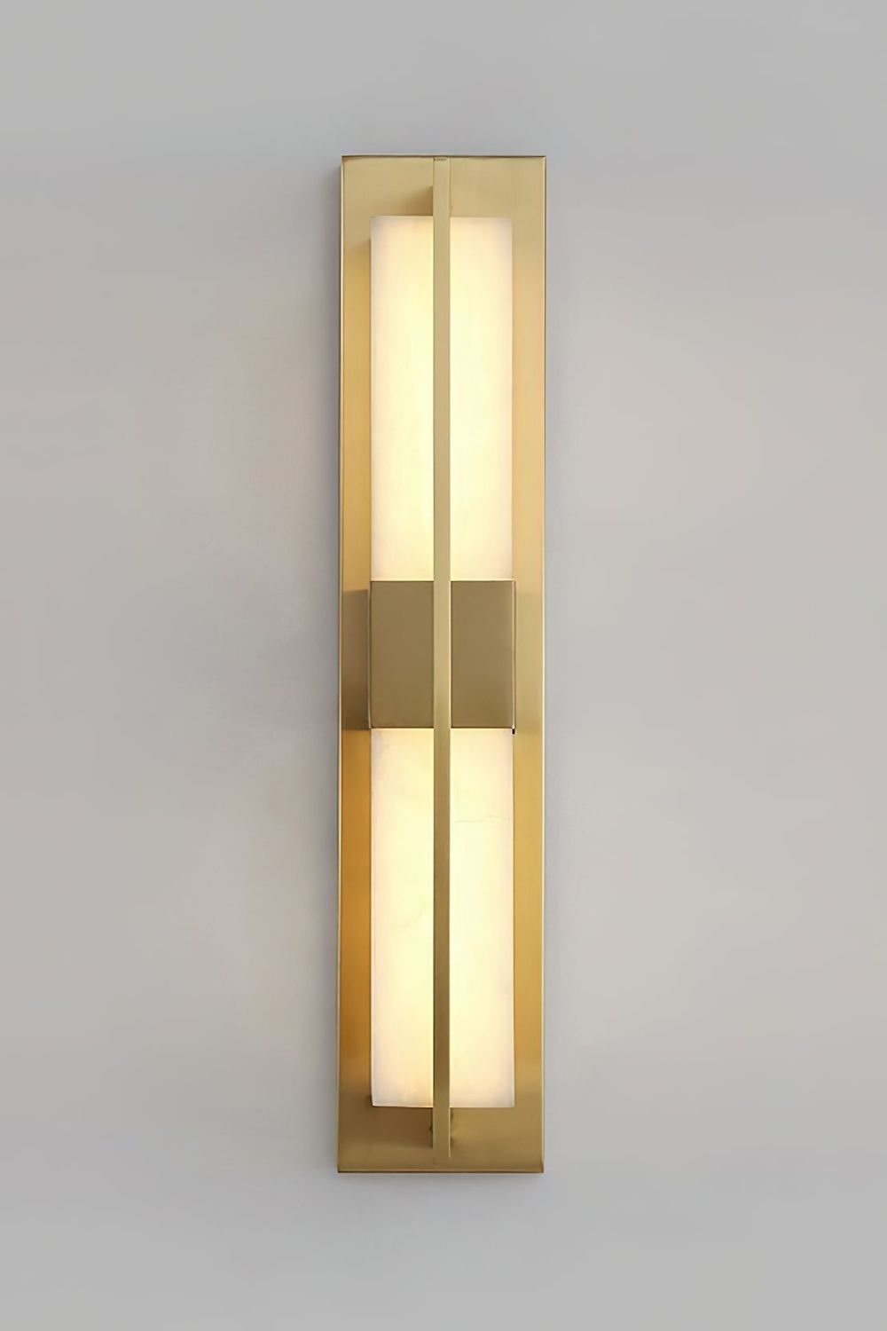 Rectangular Alabaster Brass Wall Lamp