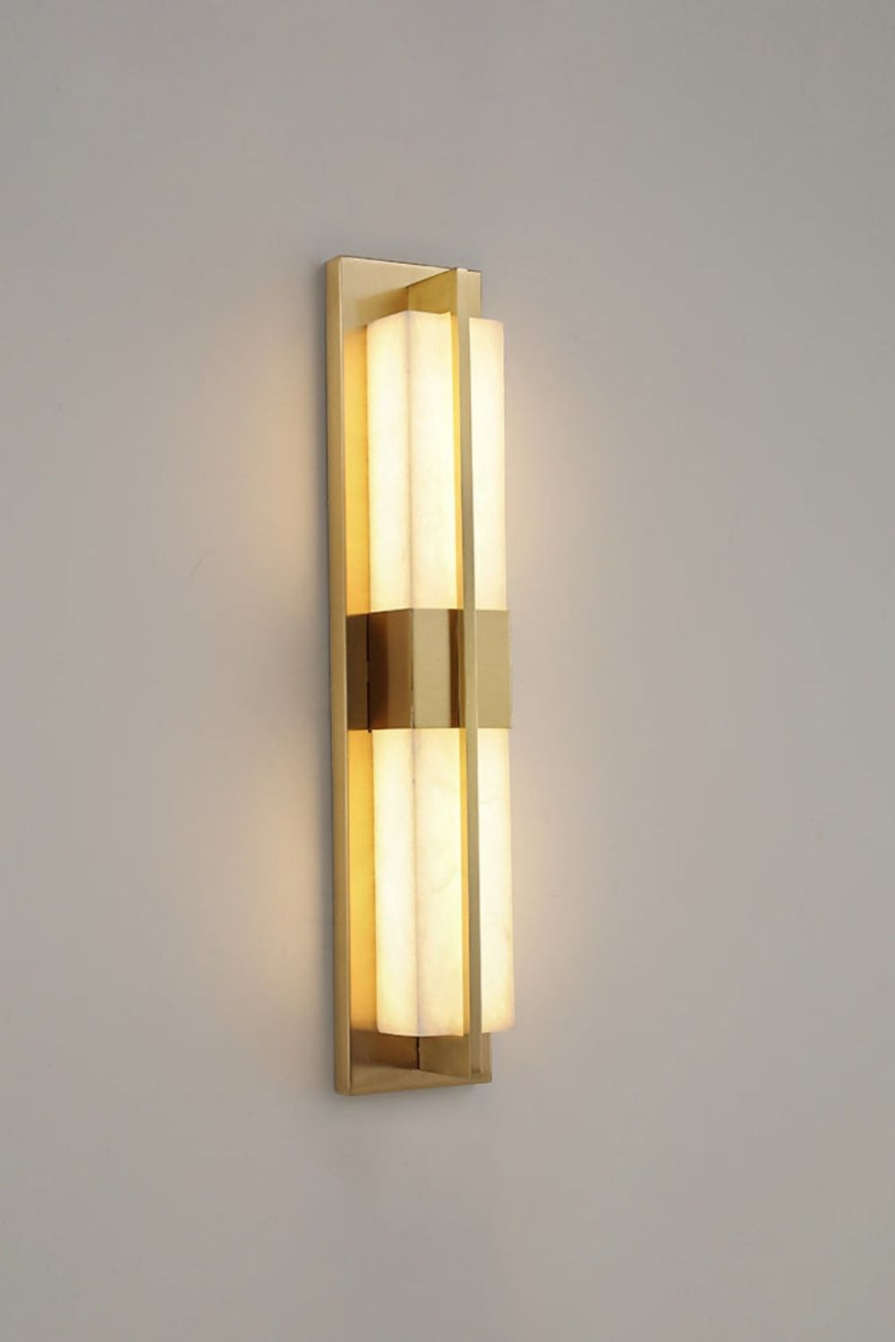 Rectangular Alabaster Brass Wall Lamp