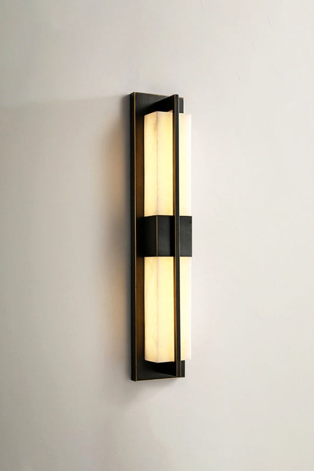 Rectangular Alabaster Brass Wall Lamp