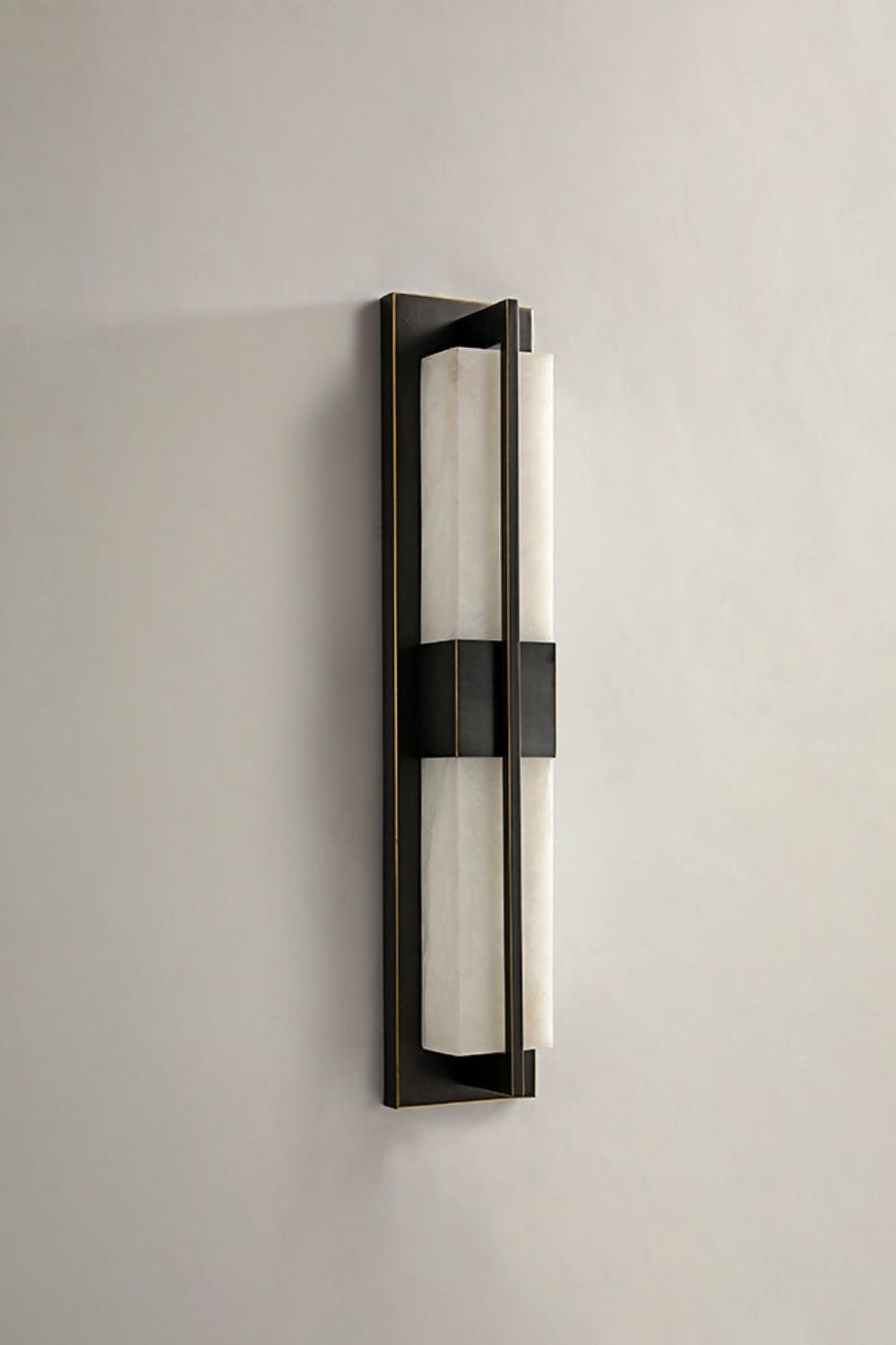 Rectangular Alabaster Brass Wall Lamp